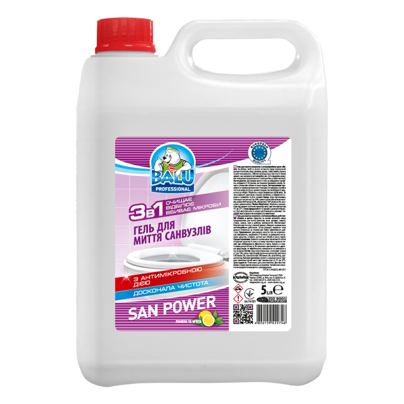 Гель для миття санвузлів BALU® SAN POWER «Лимон та м’ята»